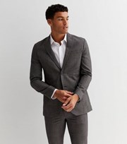 New Look Grey Check Skinny Fit Suit Jacket